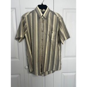 Vintage Par Four Sportswear Mens Short Sleeve Striped Button Down Shirt Size M